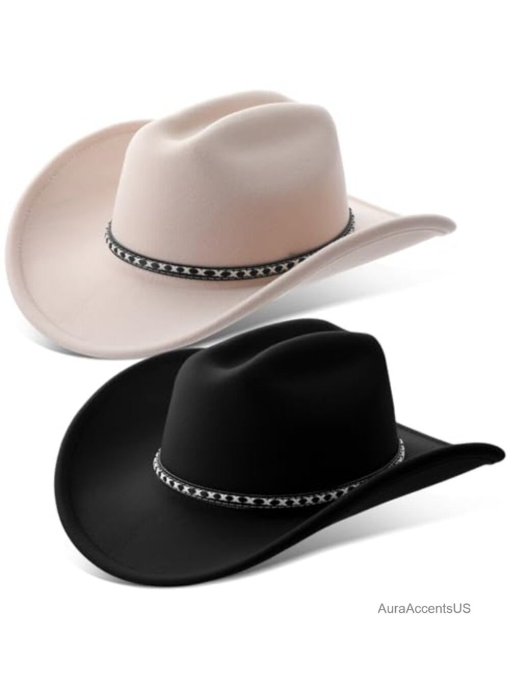 Felt Cowboy Hat Set 2 Pc Wide Brim Western Hats Unisex